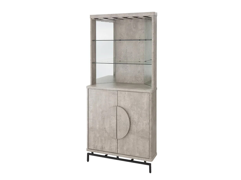 2-Door Corner Wine Cabinet - Concrete