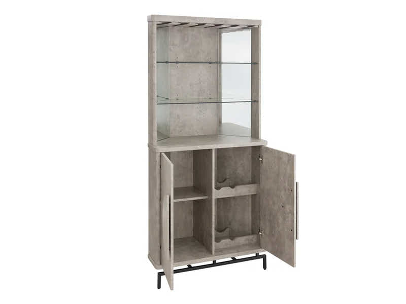 2-Door Corner Wine Cabinet - Concrete