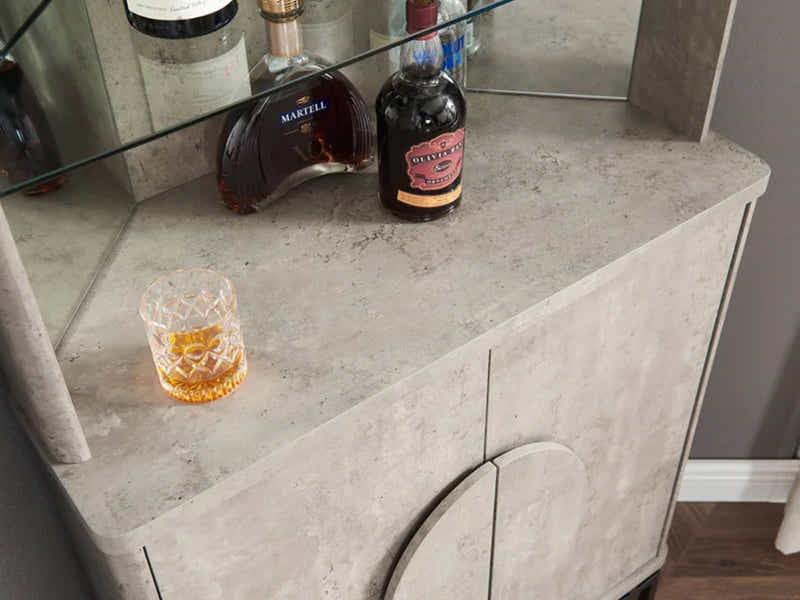 2-Door Corner Wine Cabinet - Concrete