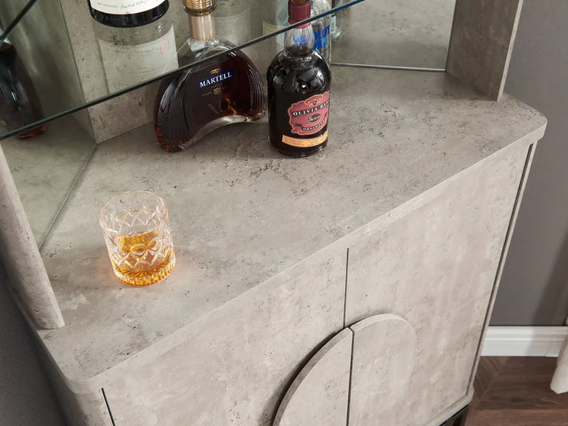 2-Door Corner Wine Cabinet - Concrete