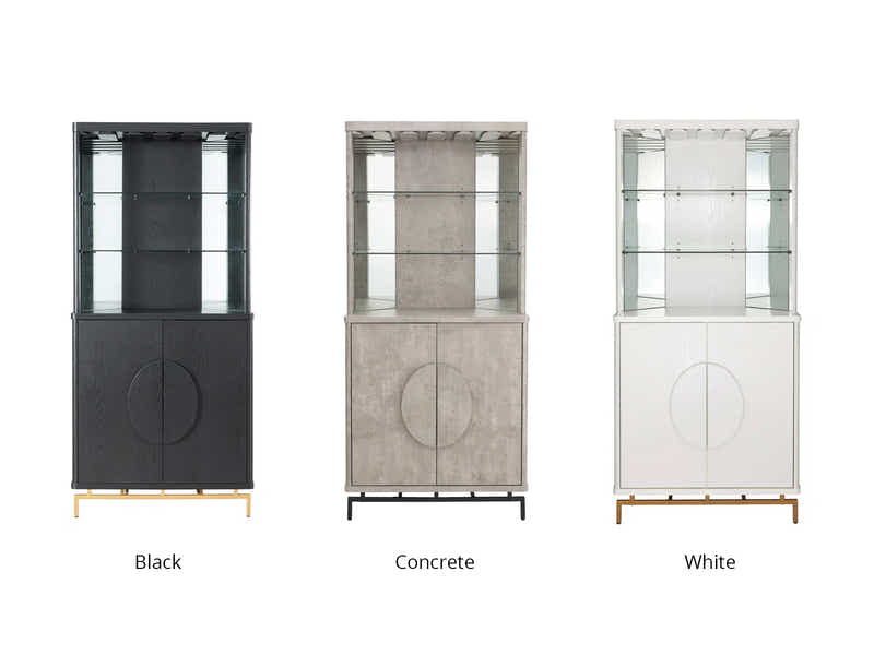2-Door Corner Wine Cabinet - Concrete