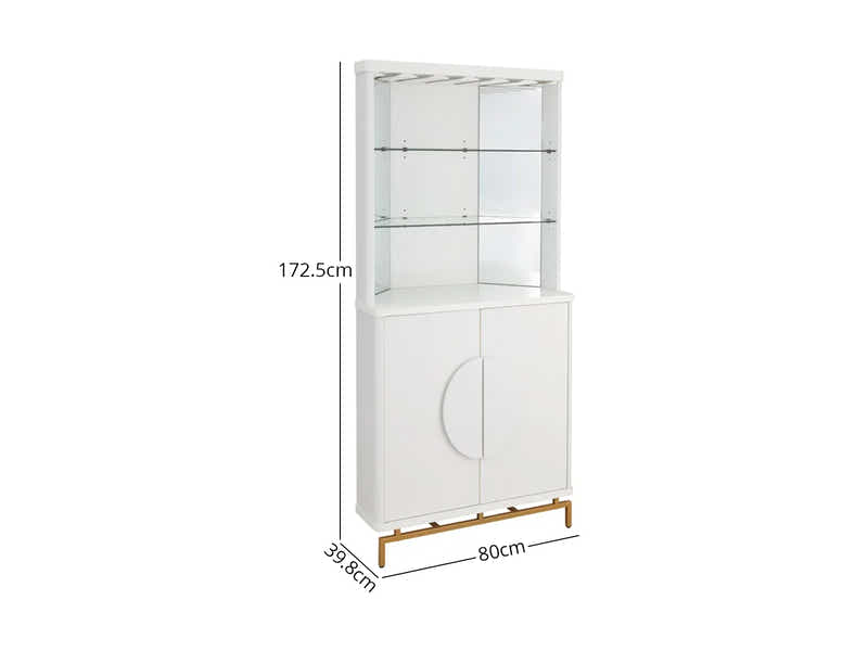 2-Door Corner Wine Cabinet - White