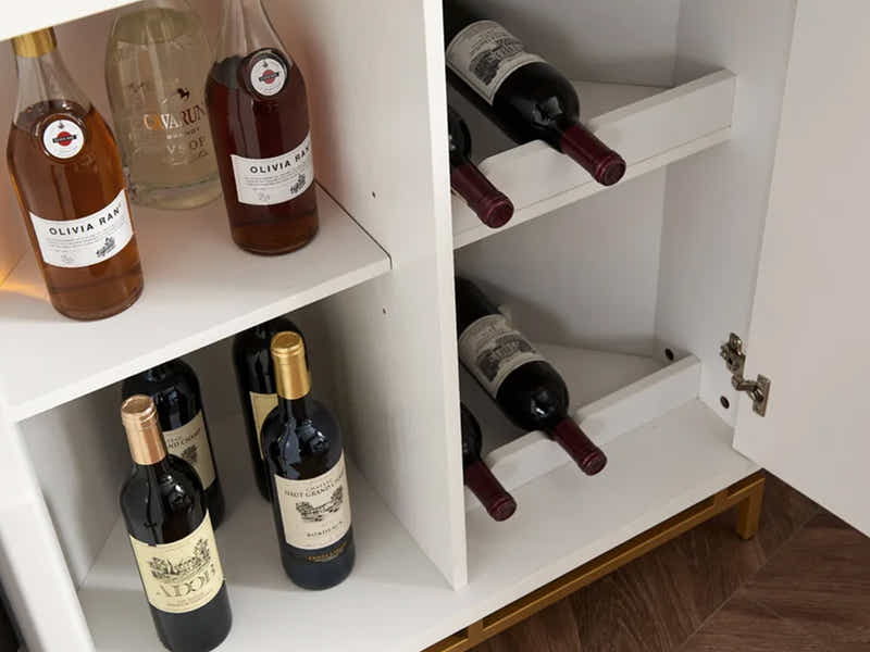 2-Door Corner Wine Cabinet - White