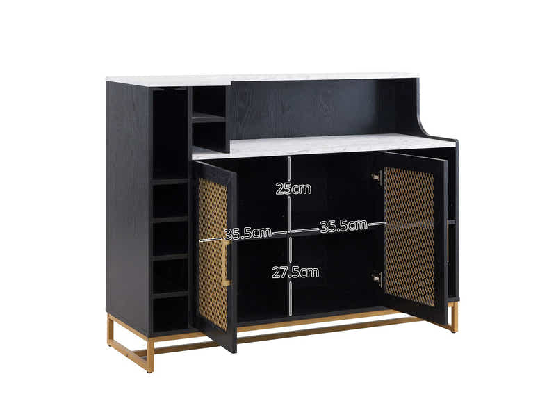 Black Wine Cabinet with Gold Mesh Door
