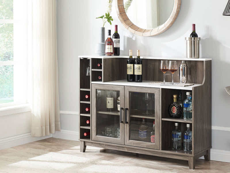 Grey Wine Cabinet with Glass Door