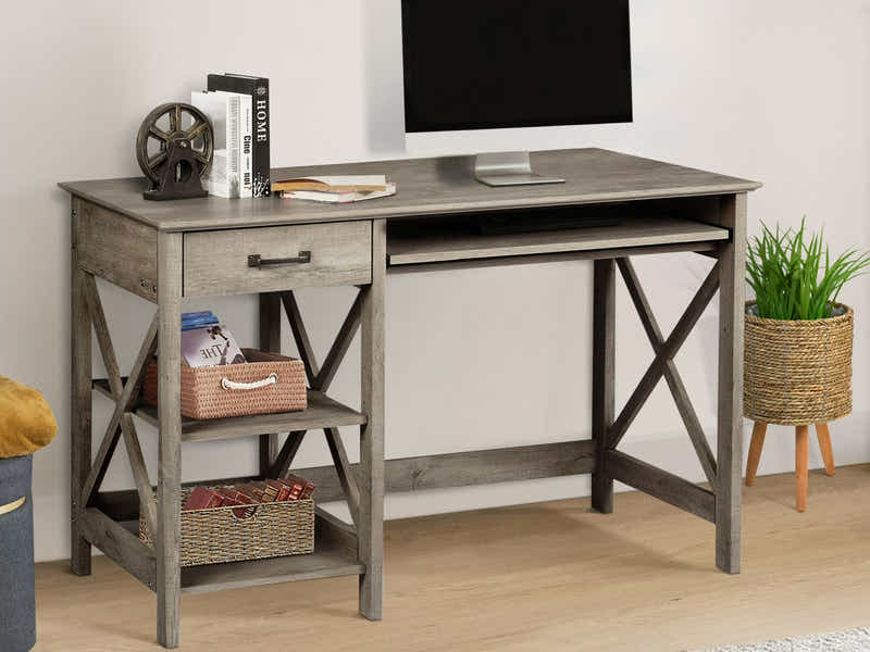 Writing Desk With Shelves Rustic Oak