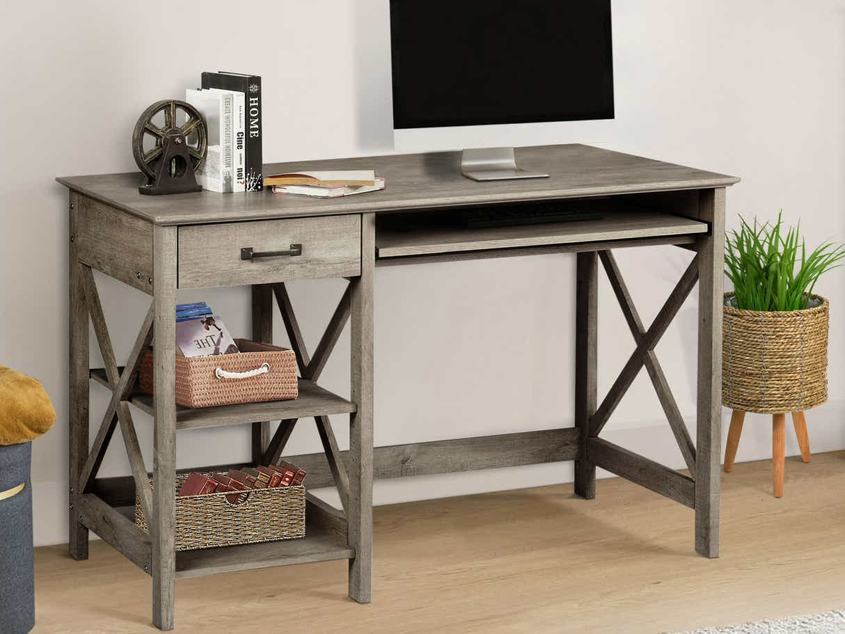 Writing Desk With Shelves Rustic Oak