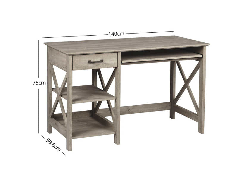 Writing Desk With Shelves Rustic Oak