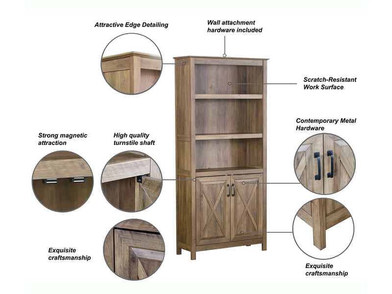 DS 2-Doors Bookcase Rustic Oak