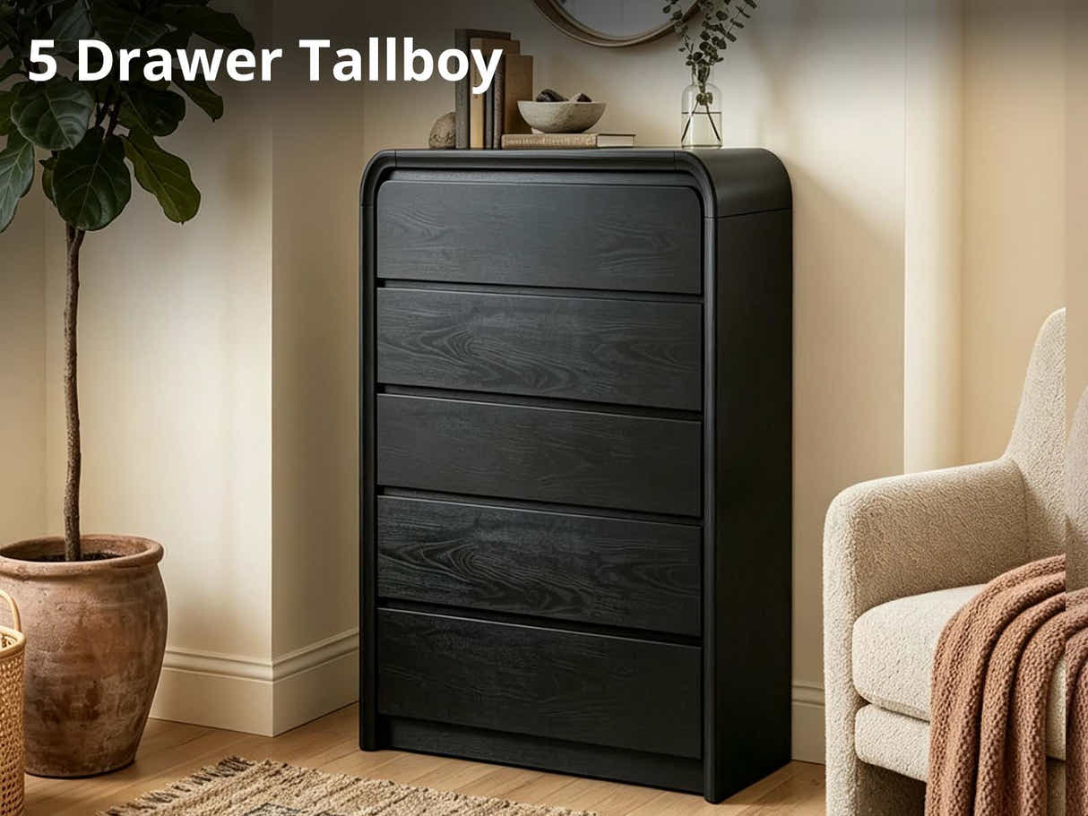 DS 5 Drawer Tallboy Black