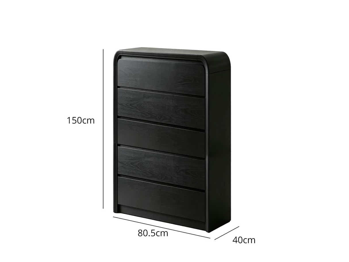 DS 5 Drawer Tallboy Black