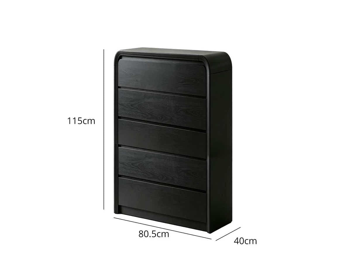 Vilda 5-Drawer Tallboy - Black