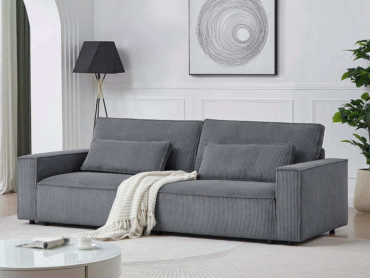 Modern Corduroy Sofa Grey