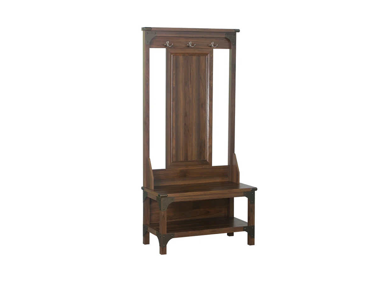 Hall Tree And Shoe Bench Walnut