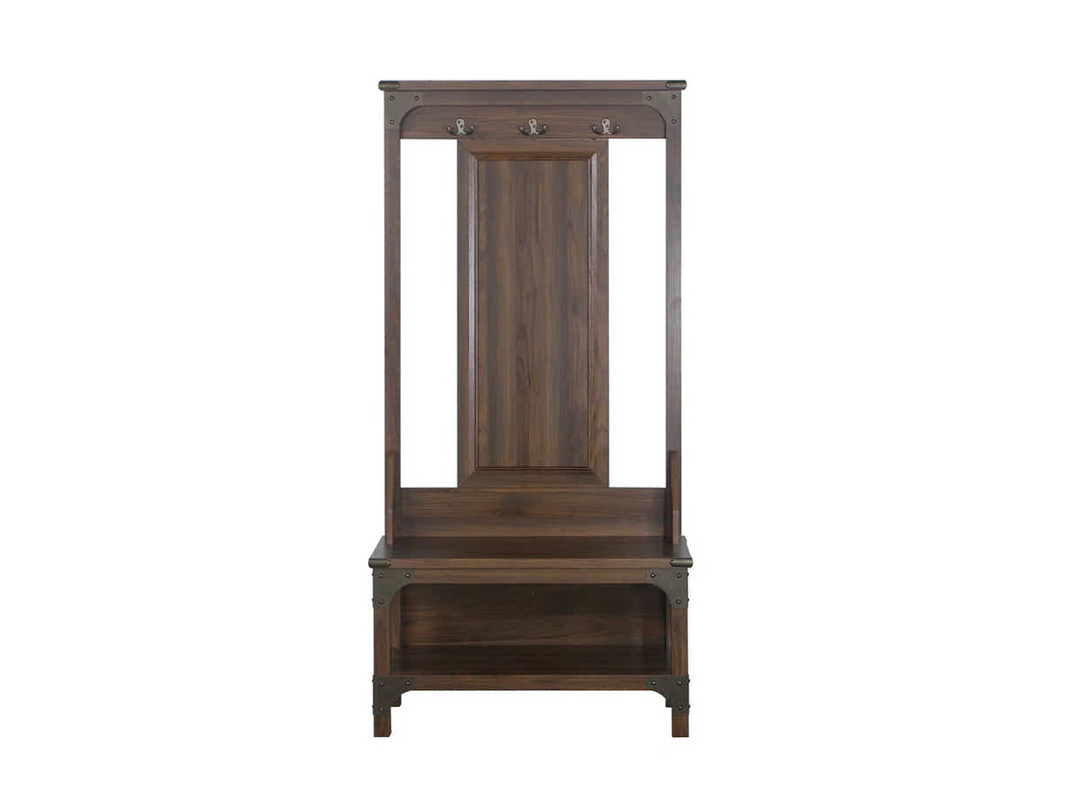 Hall Tree And Shoe Bench Walnut