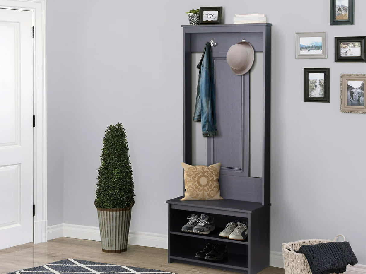 Hall Tree And Shoe Bench Antique Black