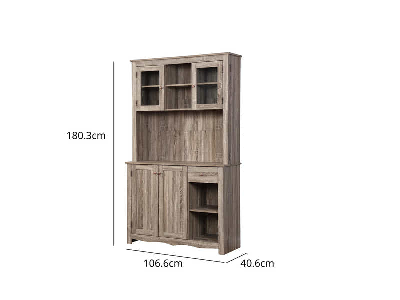 Grey Oak Kitchen Pantry Cabinet (Left)