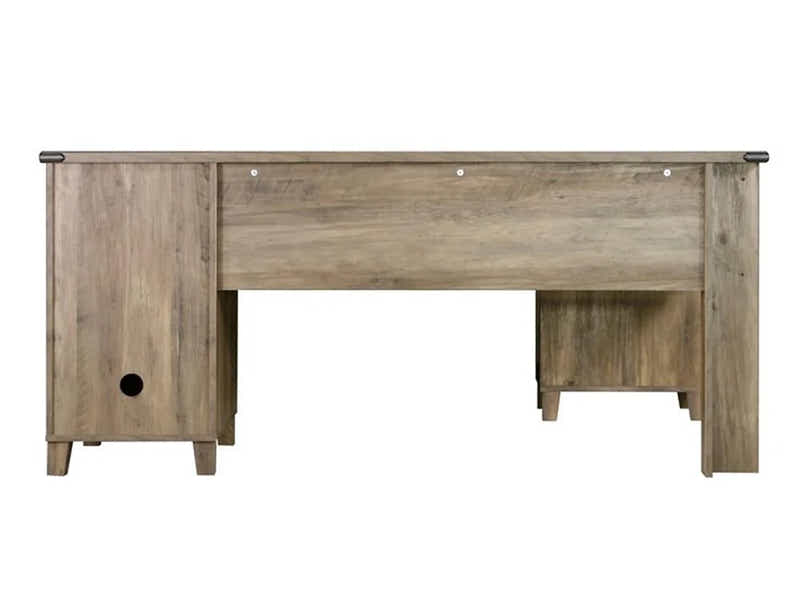 L-Shaped Desk Rustic Oak & Siena Executive Office Chair PU Beige