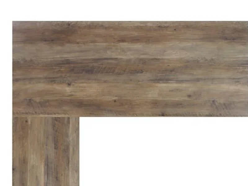 L-Shaped Desk Rustic Oak & Siena Executive Office Chair PU Beige