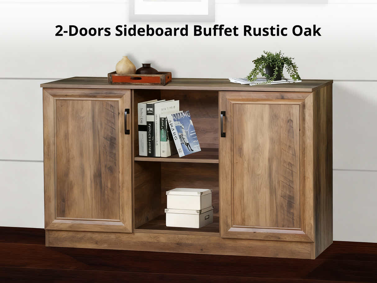 2-Door Sideboard Buffet Rustic Oak