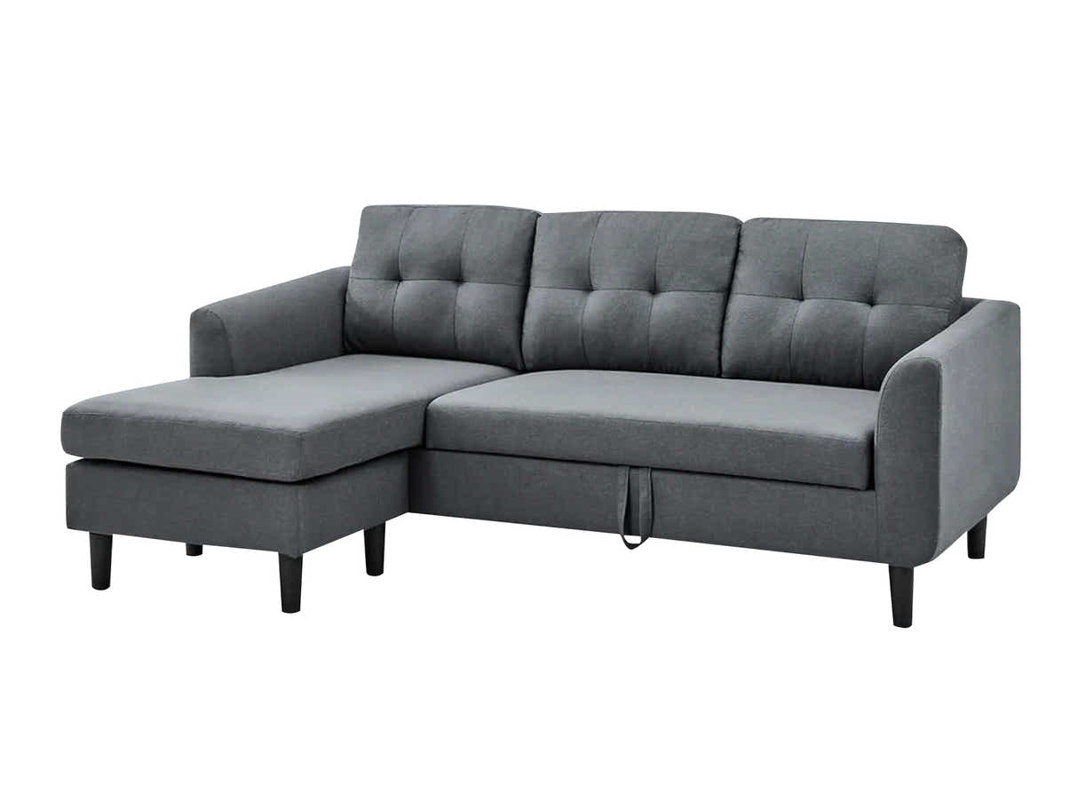 L-Shaped Pull Out Left Sofa Bed Grey
