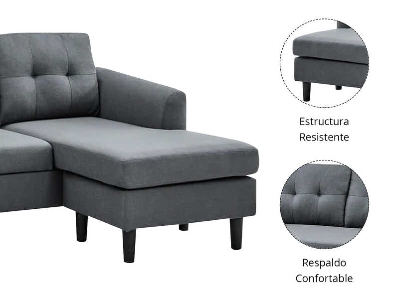 DS L-Shaped Pull Out Left Sofa Bed Grey