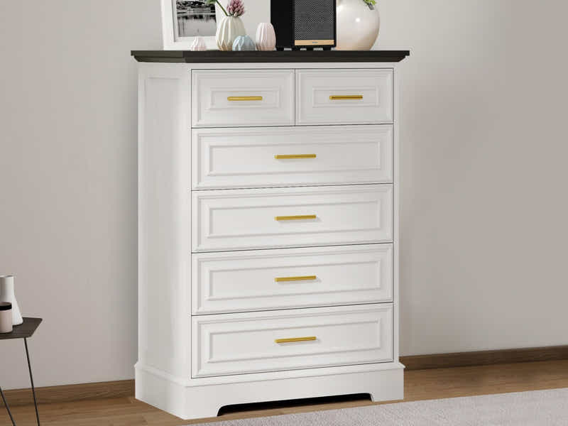 DS 6 Drawer Dresser White