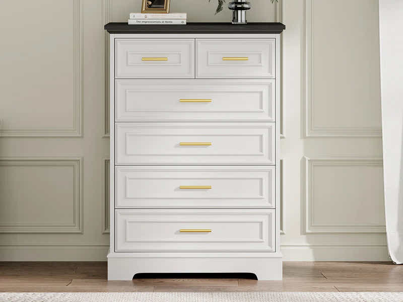 DS 6 Drawer Dresser White