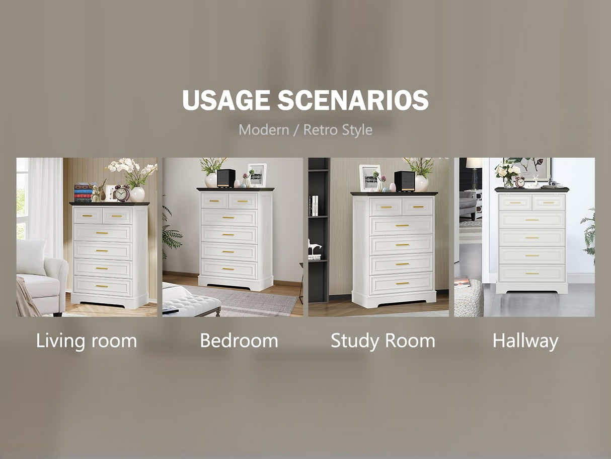 6 Drawer Dresser White