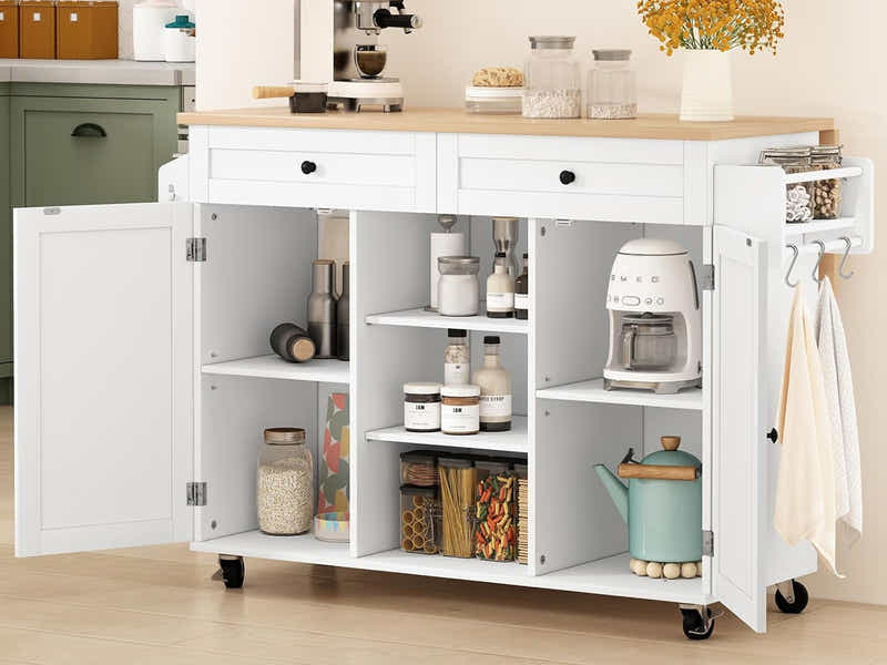 Rolling Kitchen Island With Drawers 015 White