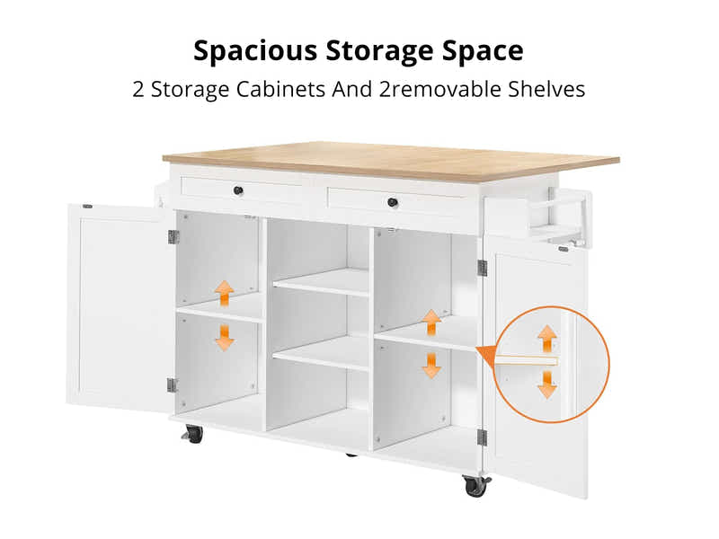 Rolling Kitchen Island With Drawers 015 White