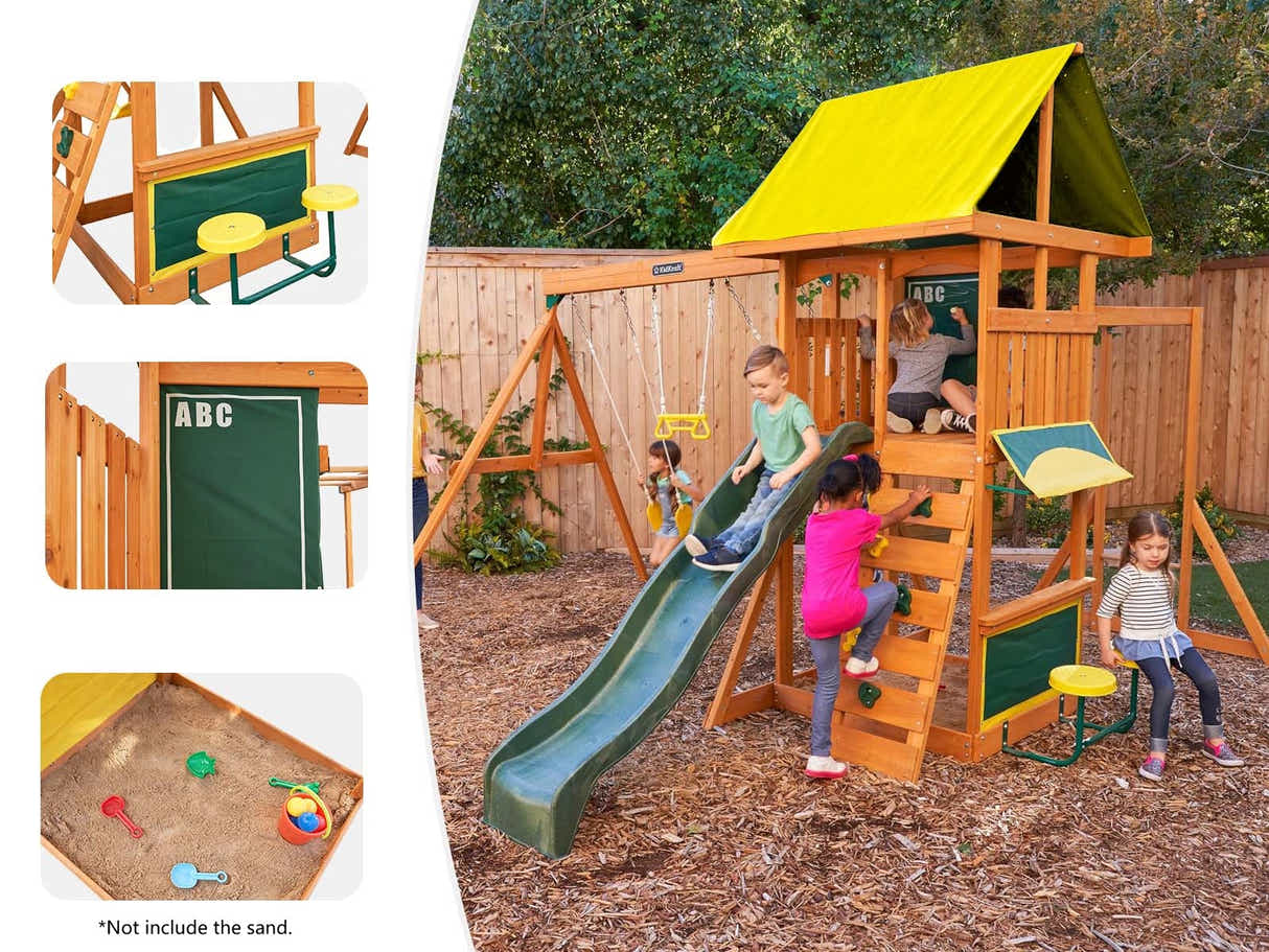 Wooden Swing with Slide Set WS017 Wood Outdoor Play