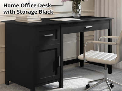 DS Home Office Desk with Storage Black