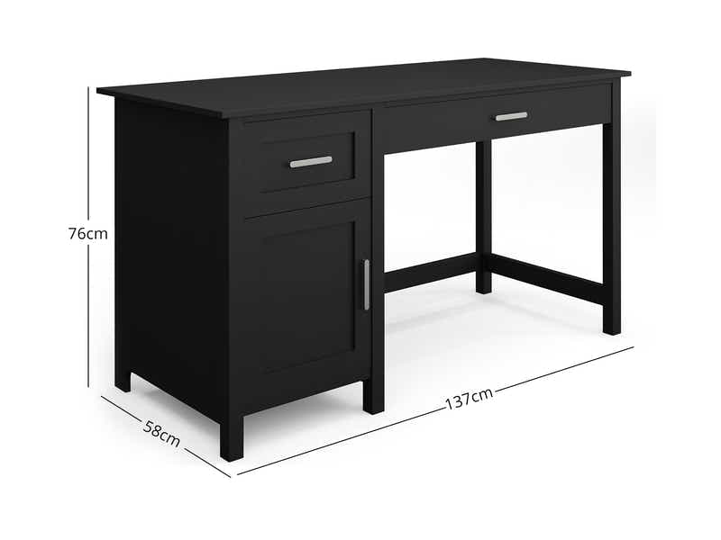 Home Office Desk with Storage Black & New Markus Office Chair with Footrest PU Black (Combo)