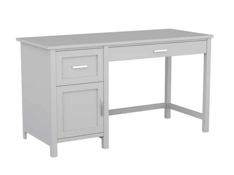 Home Office Desk with Storage Grey & Ergo Office Chair 094 grey and white (Combo)