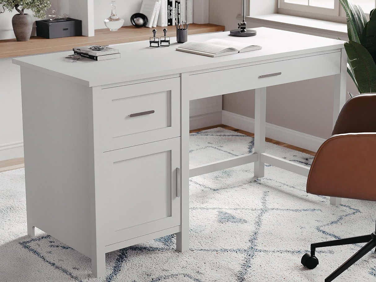 Home Office Desk with Storage - Grey