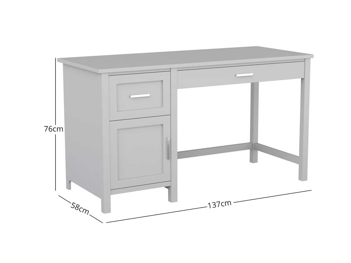 Home Office Desk with Storage - Grey