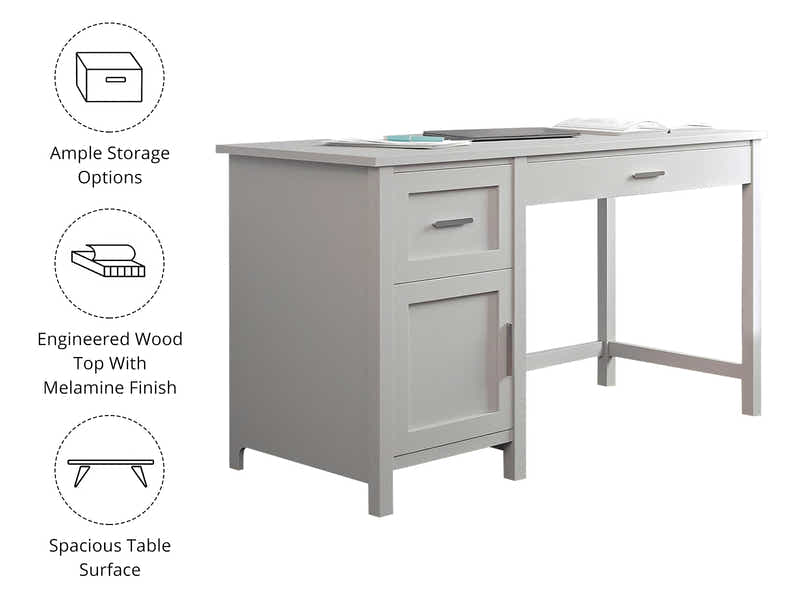 DS Home Office Desk with Storage Grey