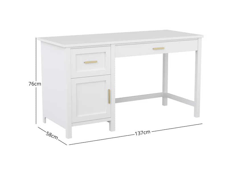 DS Home Office Desk with Storage White