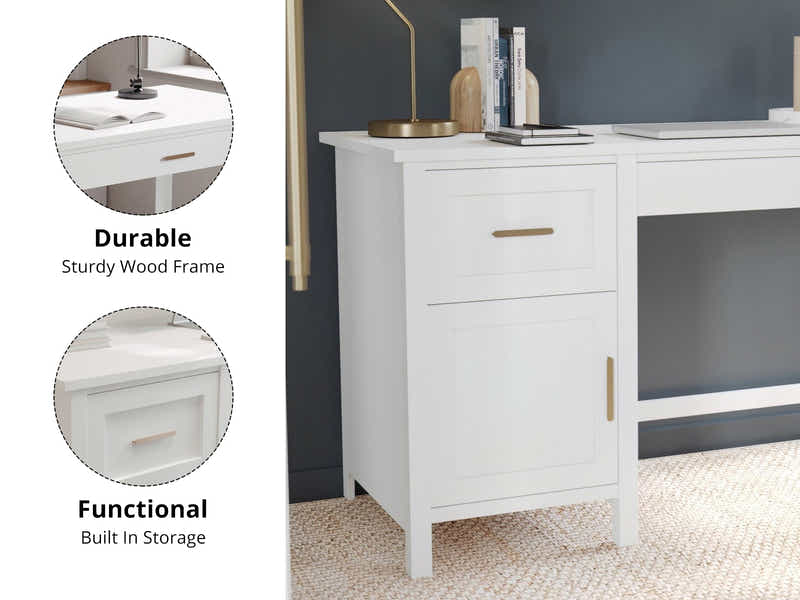 DS Home Office Desk with Storage White