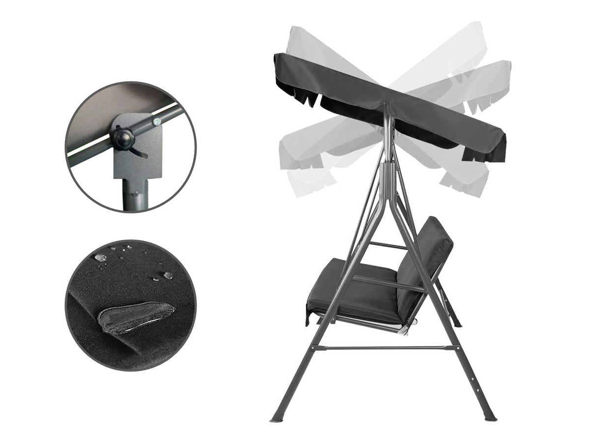 Swing Chair with Canopy - Black