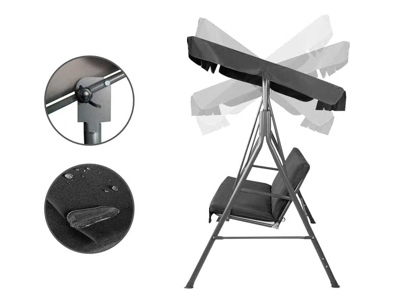 Swing Chair with Canopy - Black