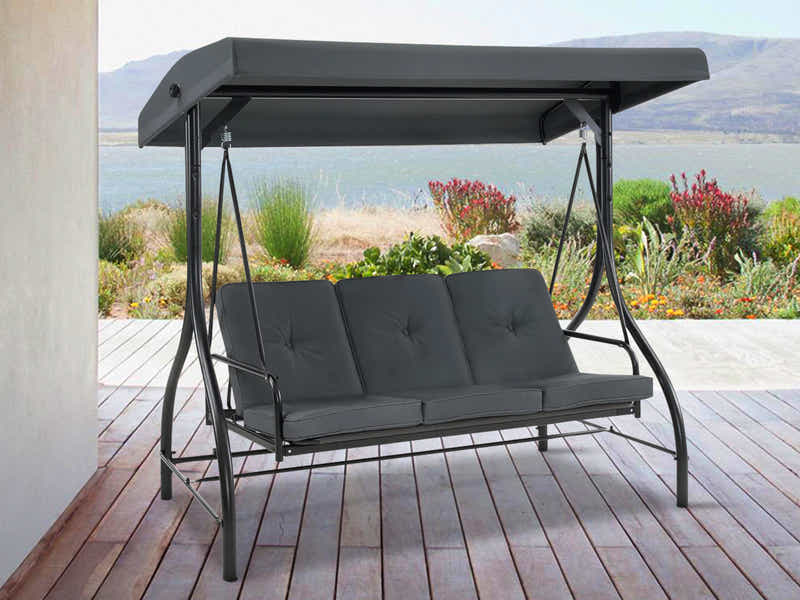 Reclining 3-Seater Swing Chair - Grey