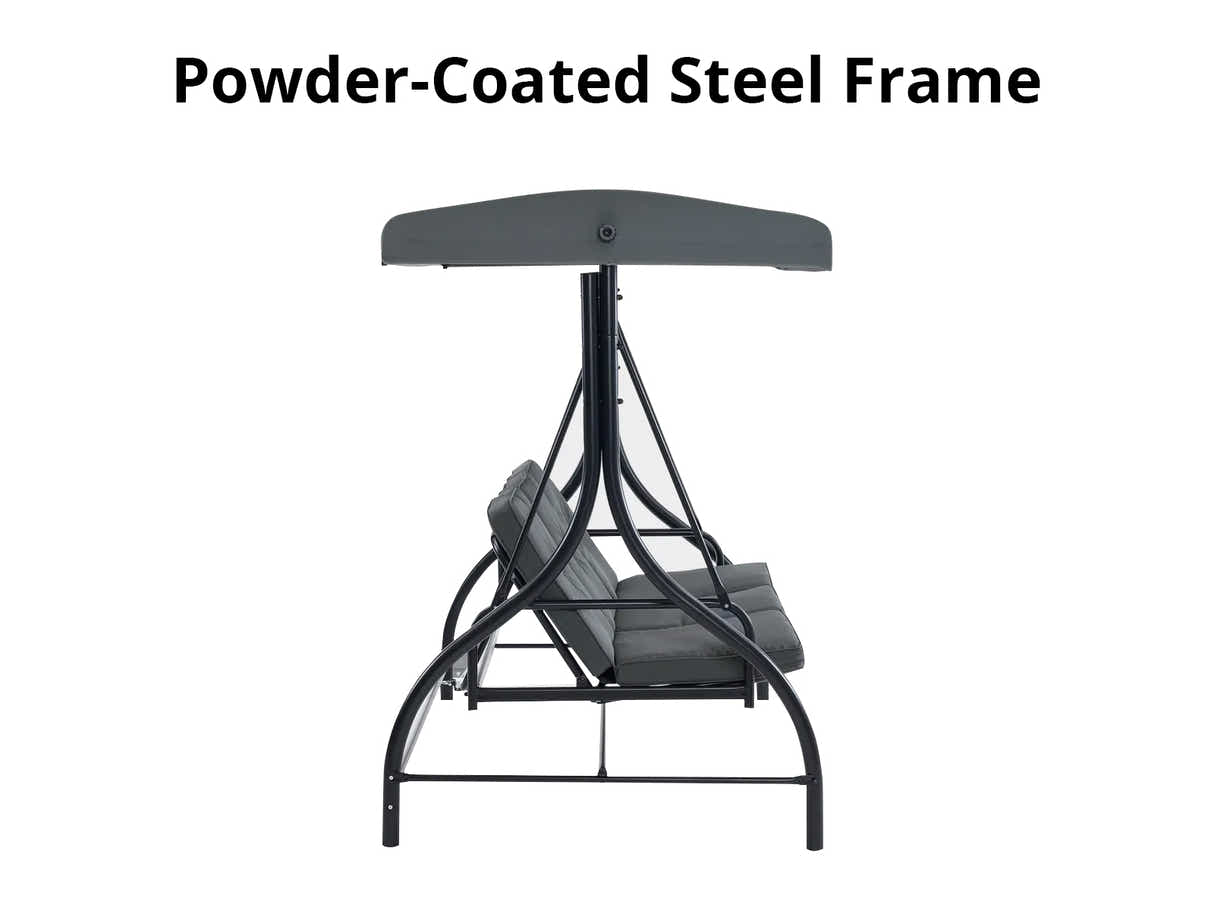 Reclining 3-Seater Swing Chair - Grey