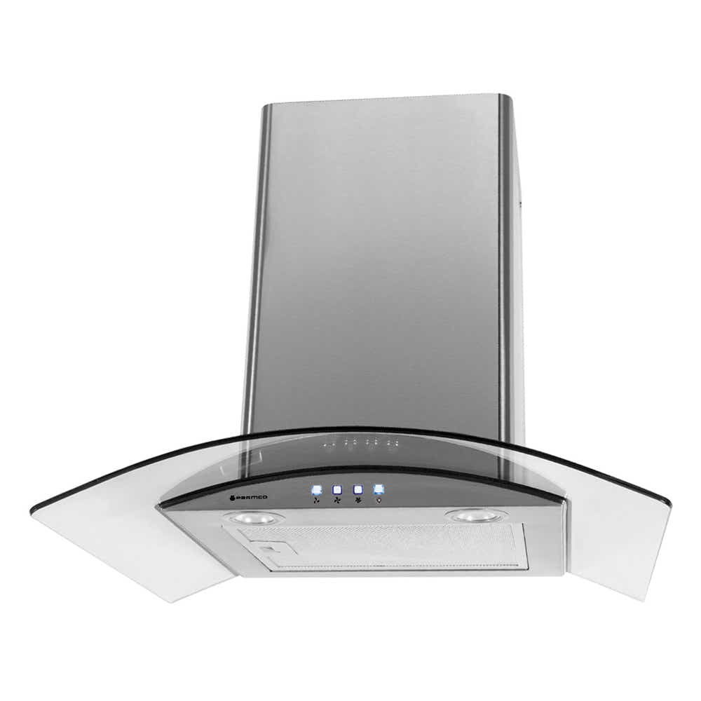 T Parmco RANGEHOOD CURVED GLASS 600MM STAINLESS 1000M3H