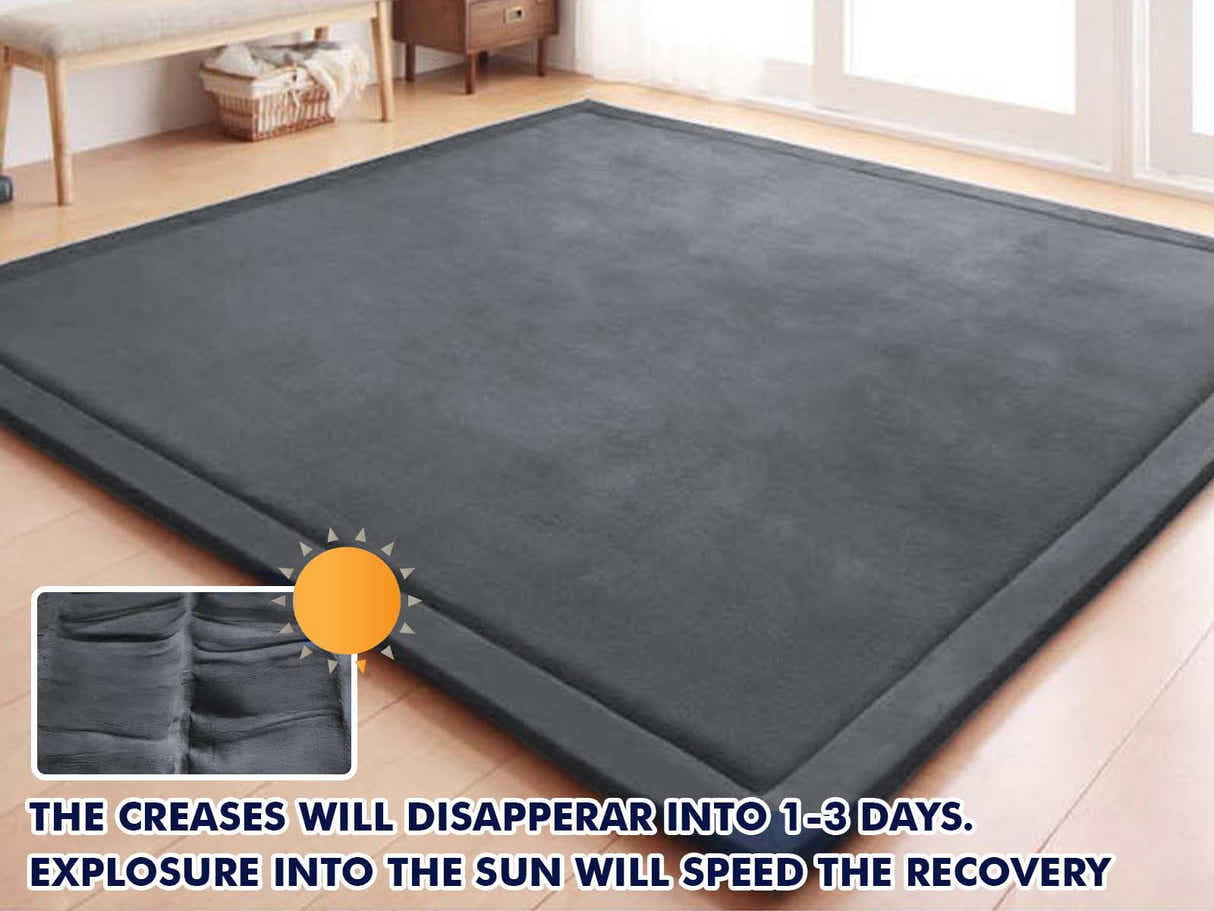 Soft Touch Plush Tatami Mat Rug 150cm x 200cm - Dark Grey