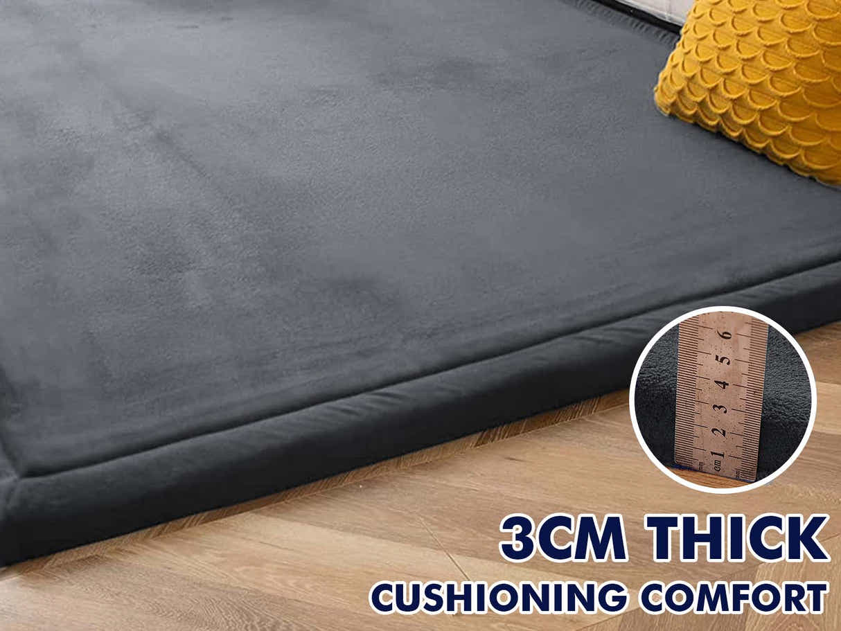 Soft Touch Plush Tatami Mat Rug 200cm x 300cm - Dark Grey
