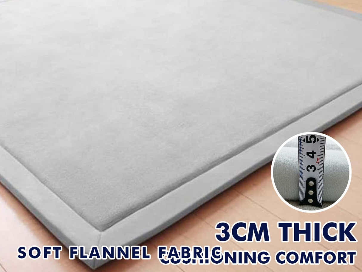 Soft Touch Plush Tatami Mat Rug 150cm x 200cm - Light Grey