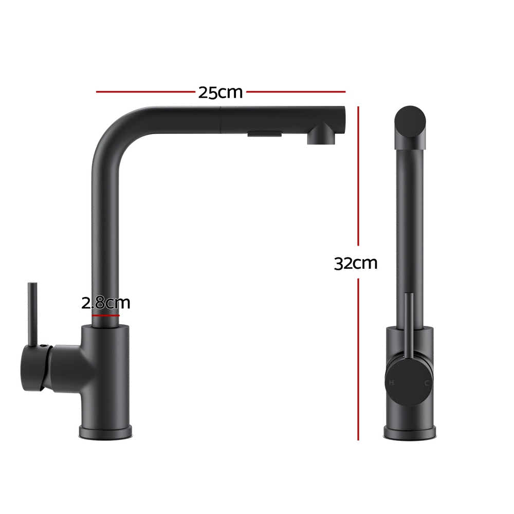 DS NA Kitchen Mixer Tap Pull Out Rectangle 2 Mode Sink Basin Faucet Swivel