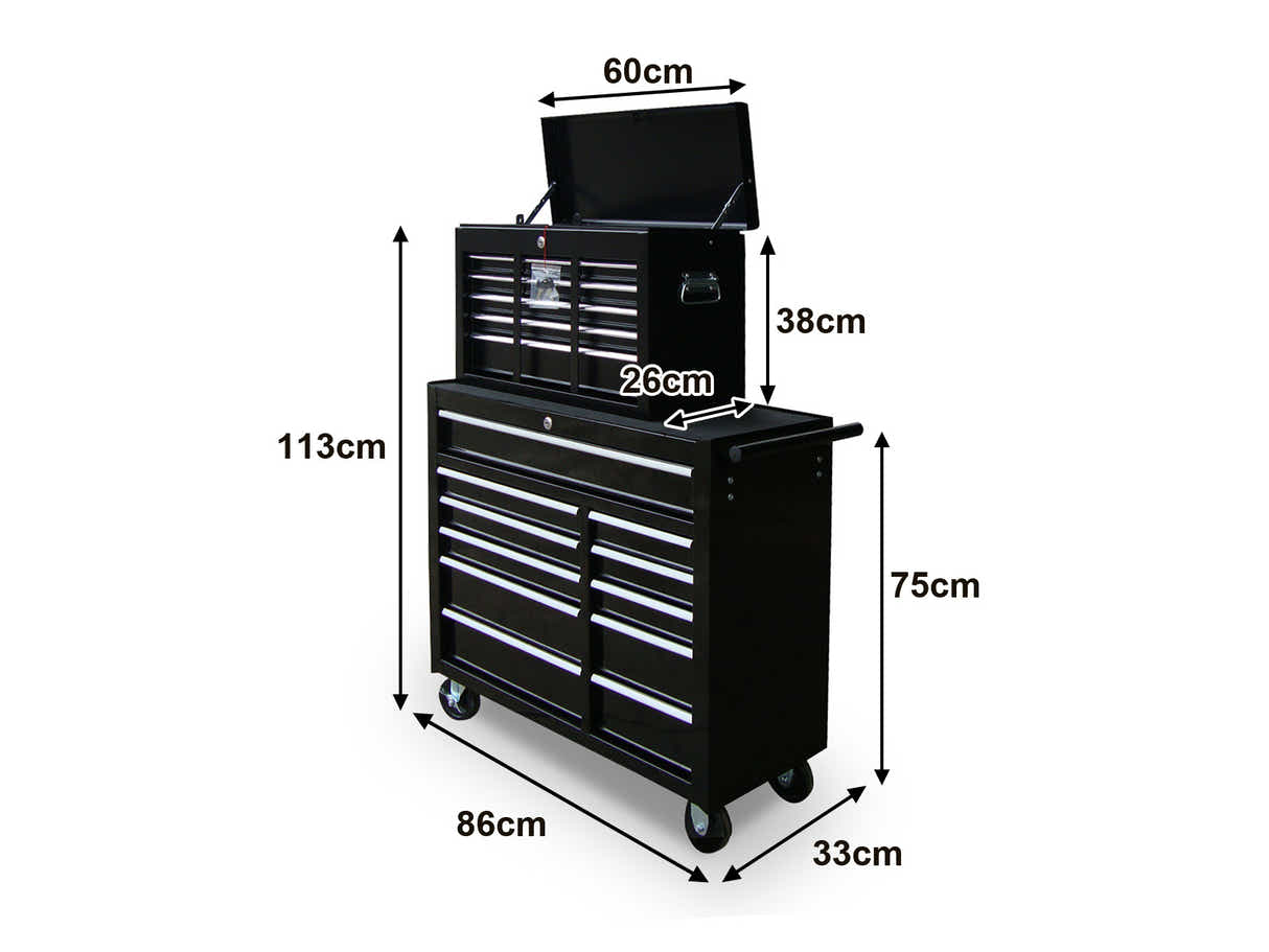 Tool Cabinet Roll Cabinet 11 Drawer+Tool Cabinet Chest 9 Draws Black